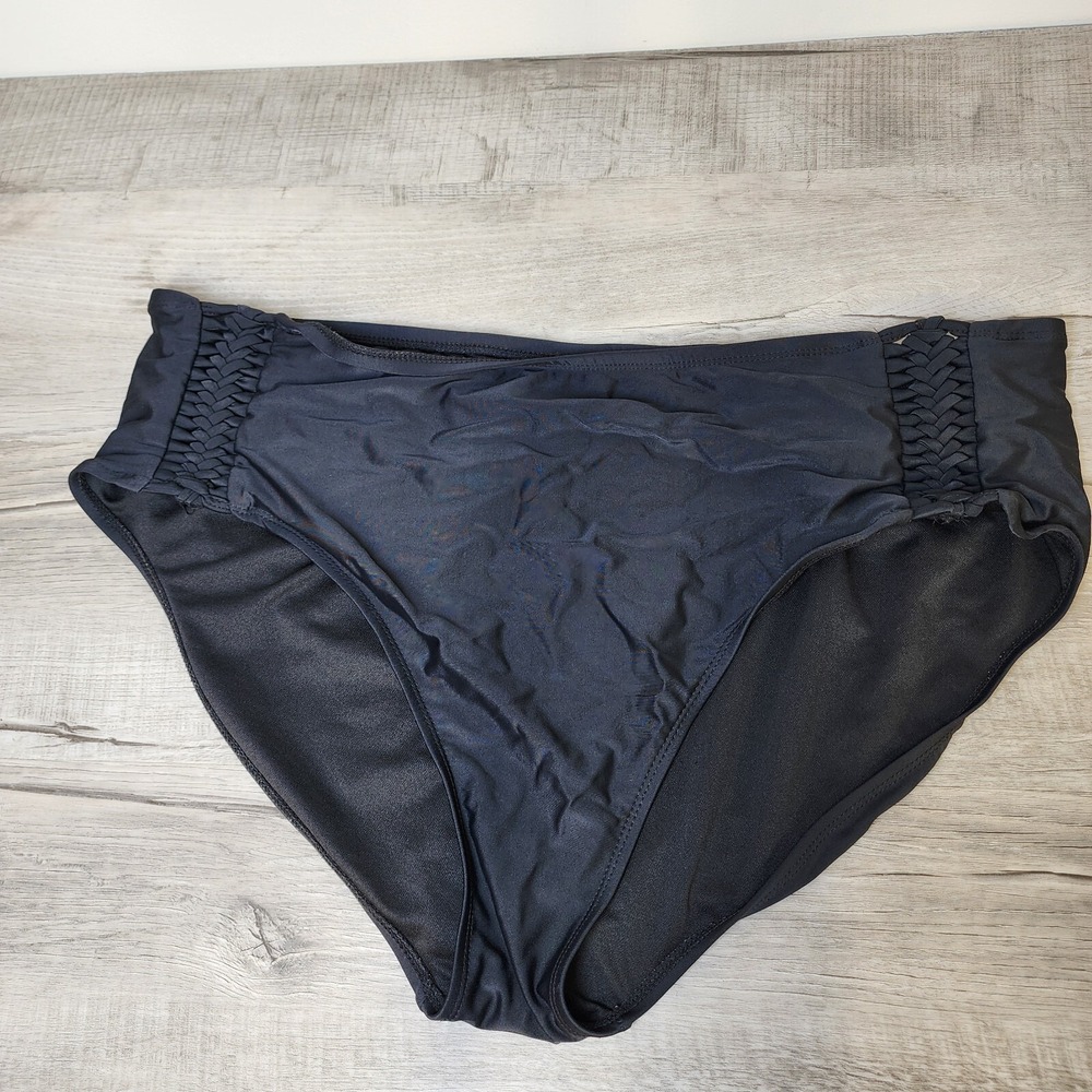 Catalina Women's 3X (22W-24W) Swim Bottoms Rich Black High Waisted Sexy Casual